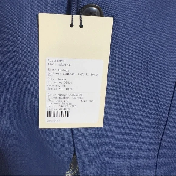 SuitSupply Men's wool Havana button up Blue Blazer - Picture 4 of 8